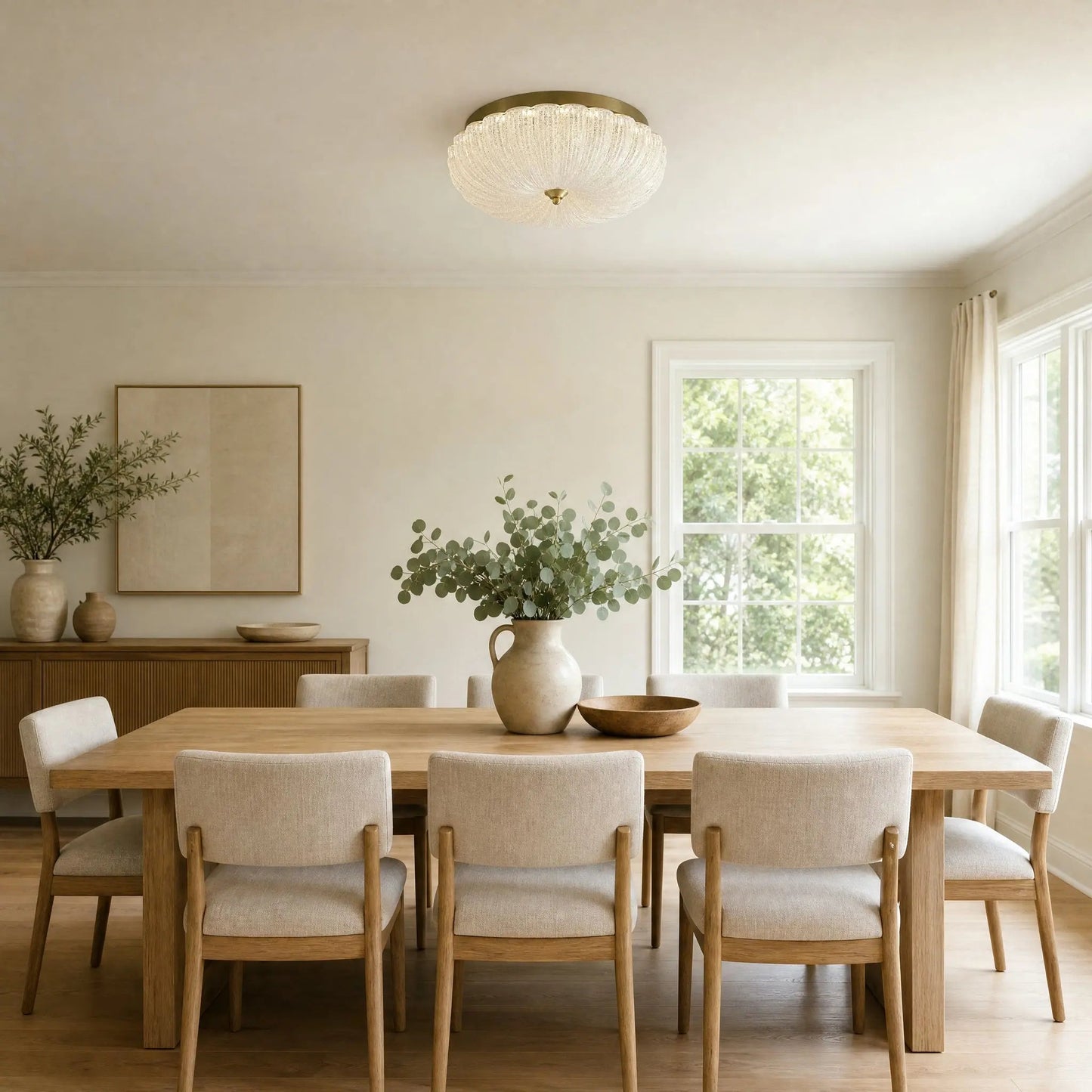 Hilra ceiling light in a bright dining room during the day | Wickleigh