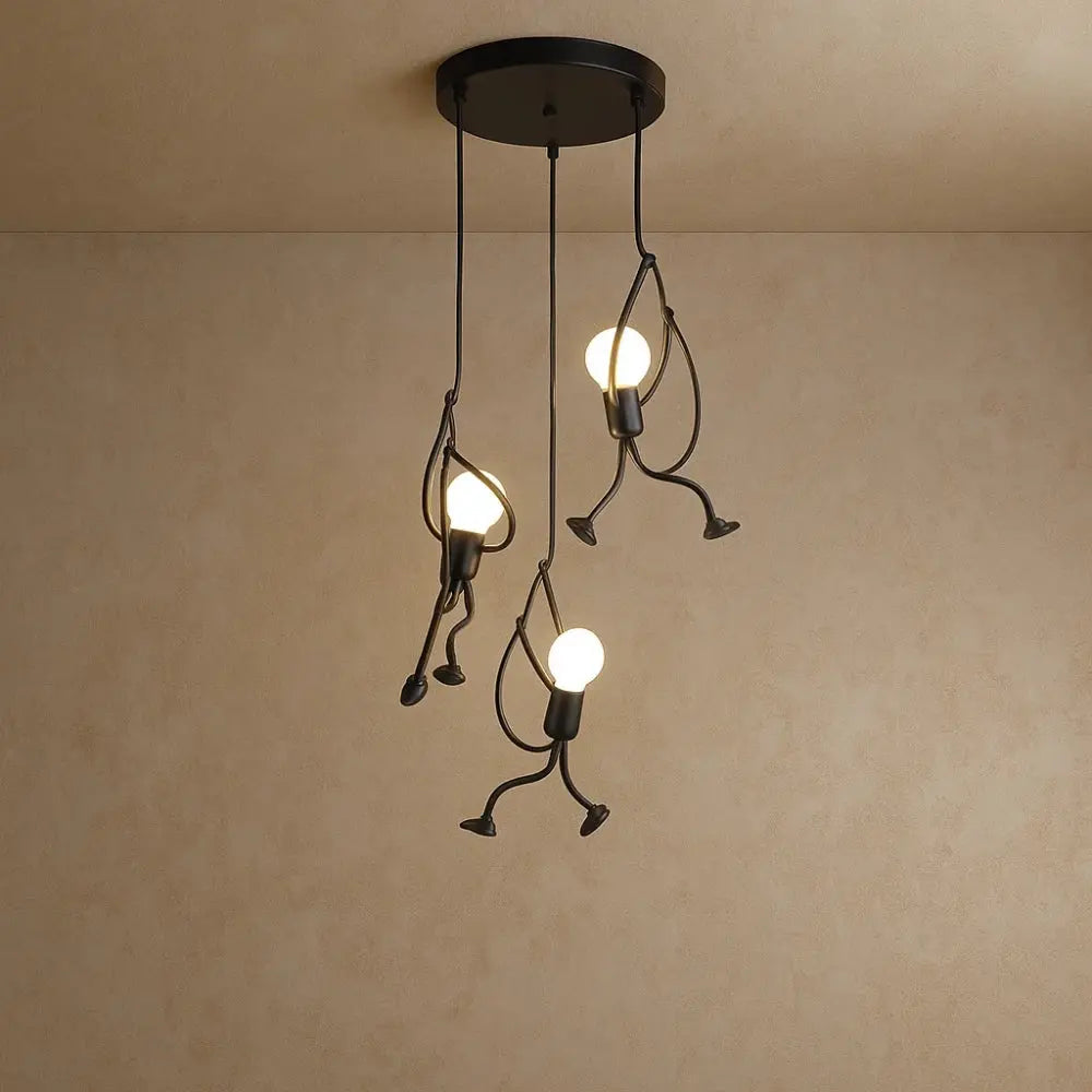 Vadna sculptural figure pendant light, three figures in a circle, cool white | Wickleigh