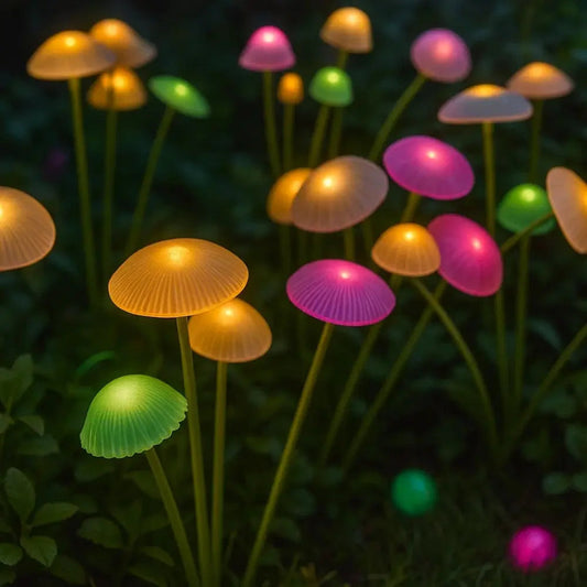 Edsen solar mushroom garden lights, multicolour RGB, packshot | Wickleigh