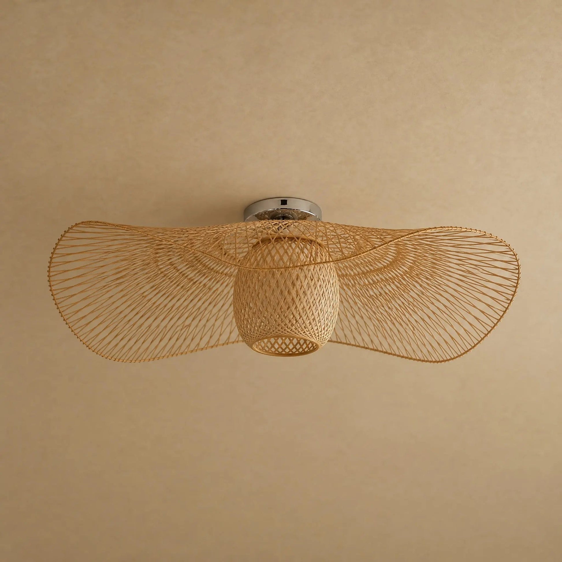 Einell bamboo flush ceiling light in natural bamboo, packshot | Wickleigh
