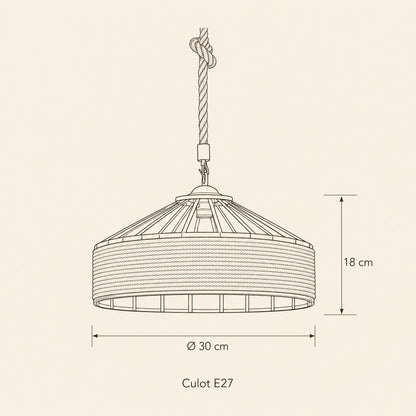 Dimension diagram of the Ilsen rope pendant light, Ø 30 cm and 18 cm high | Wickleigh