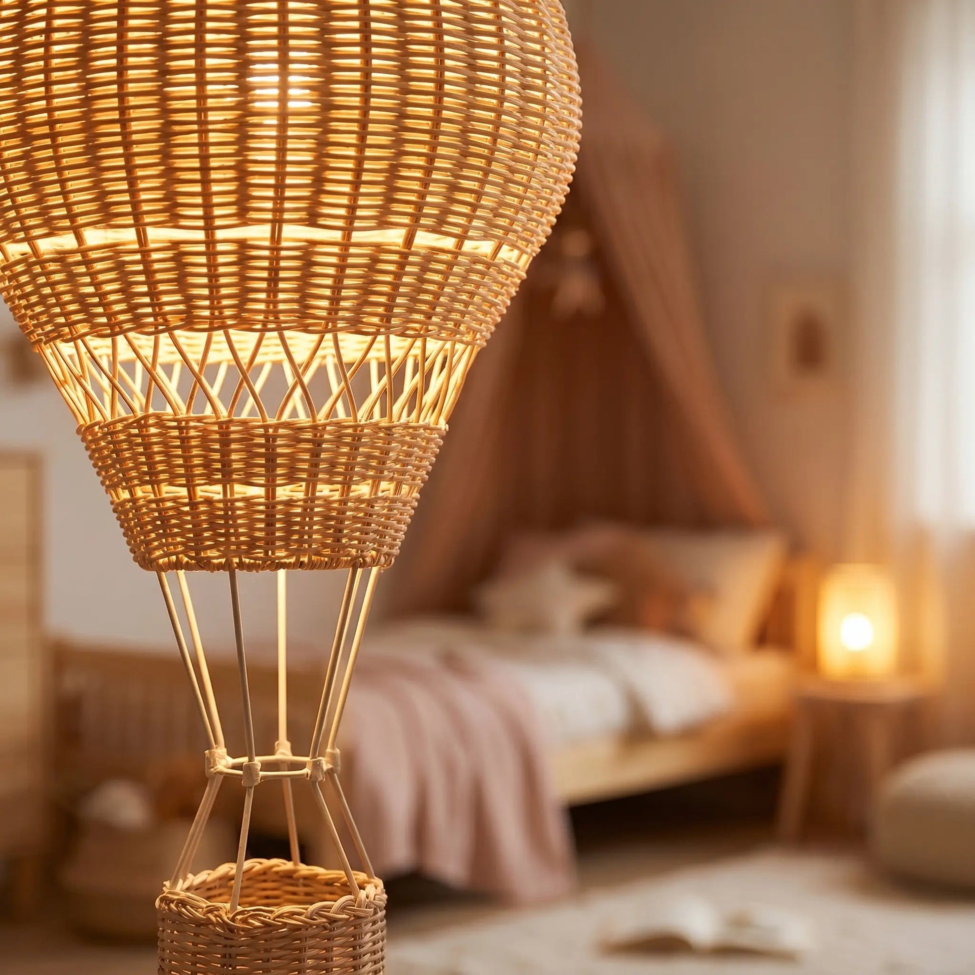 Detail of the rattan weave on the Velna hot air balloon pendant light | Wickleigh
