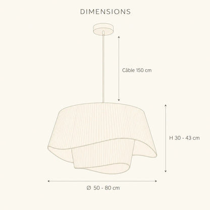 Dimension diagram of the Havin linen pendant light, Ø 50 to 80 cm | Wickleigh