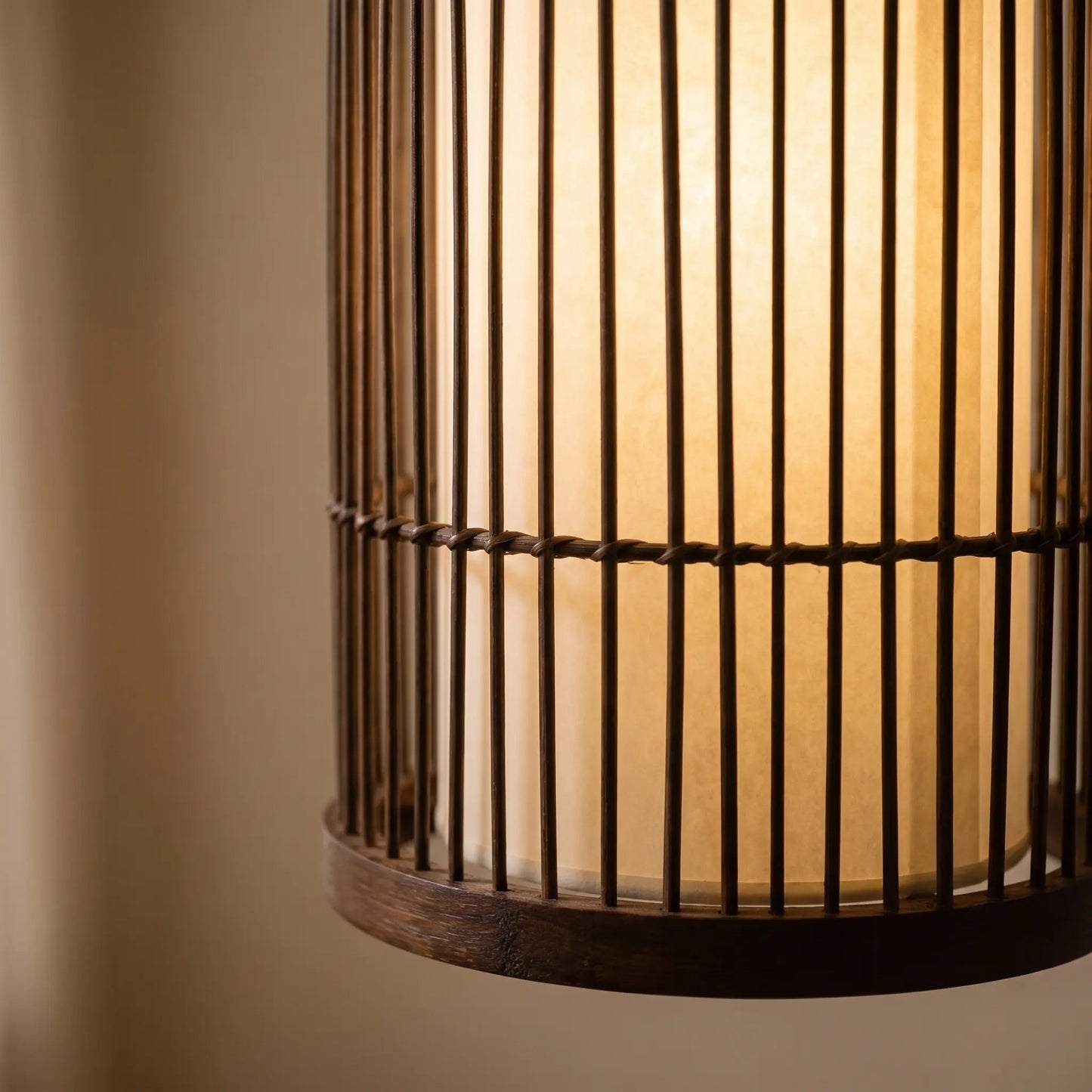 Detail of the hand-woven bamboo on the Edron pendant light | Wickleigh