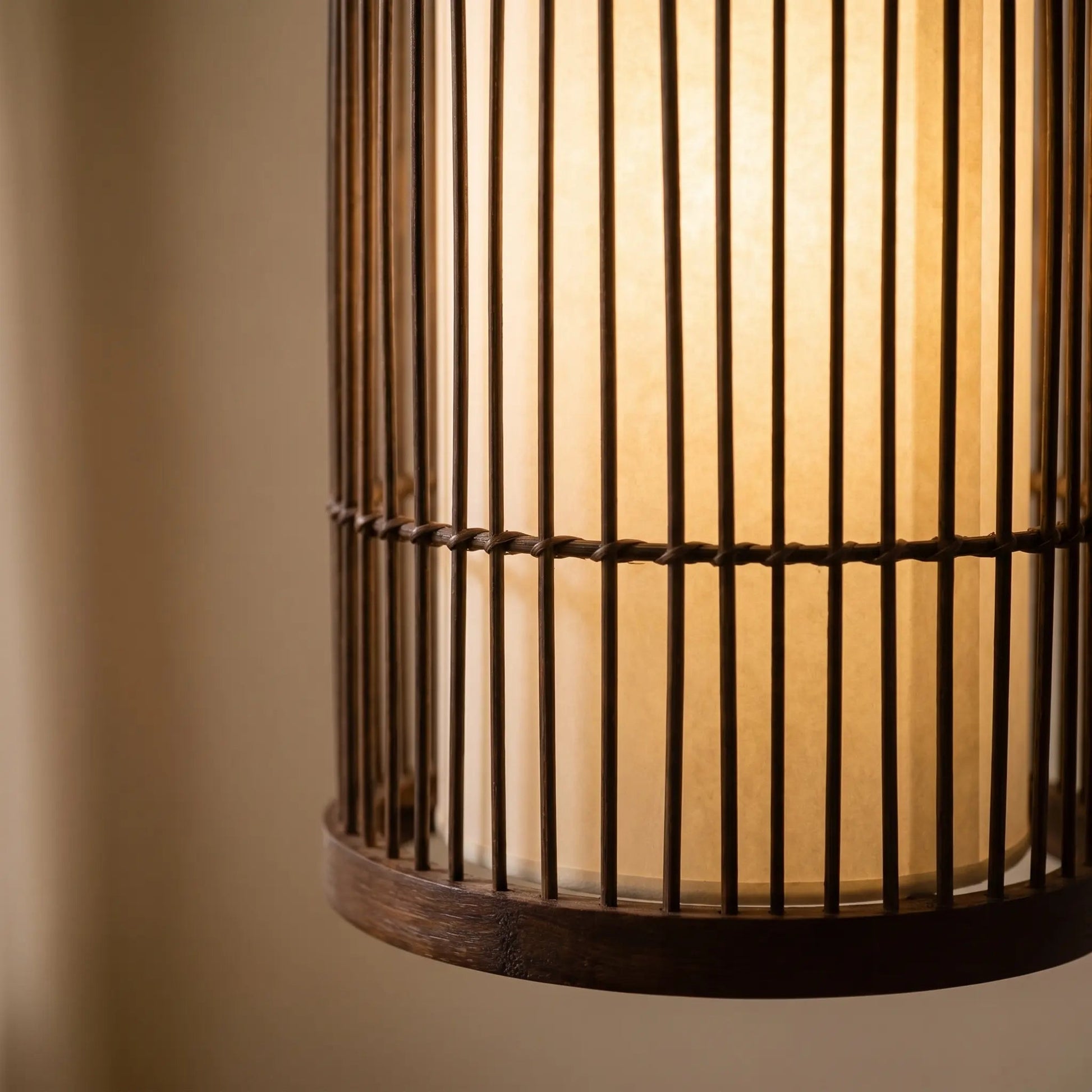 Detail of the hand-woven bamboo on the Edron pendant light | Wickleigh