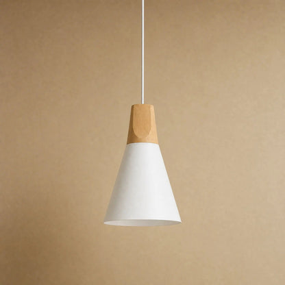Navlin Scandinavian pendant light, white spindle silhouette, solid wood and lacquered iron | Wickleigh