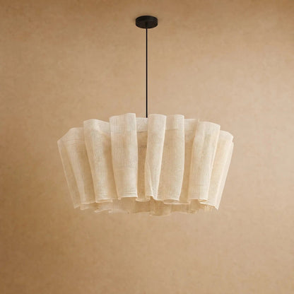 Kelen pleated fabric pendant light in Ivory, studio packshot | Wickleigh