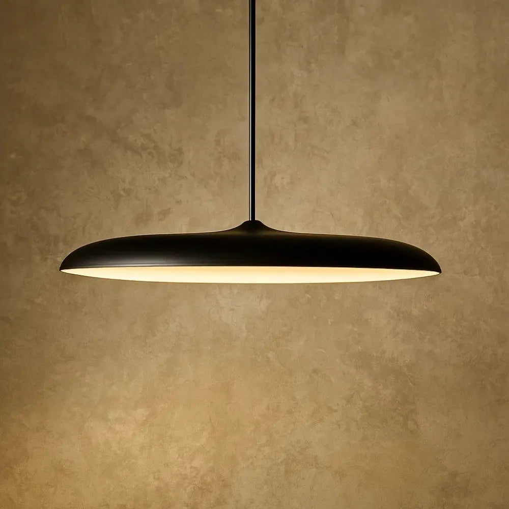 Wynna industrial pendant light, black, remote colour-changeable, 40cm, packshot | Wickleigh