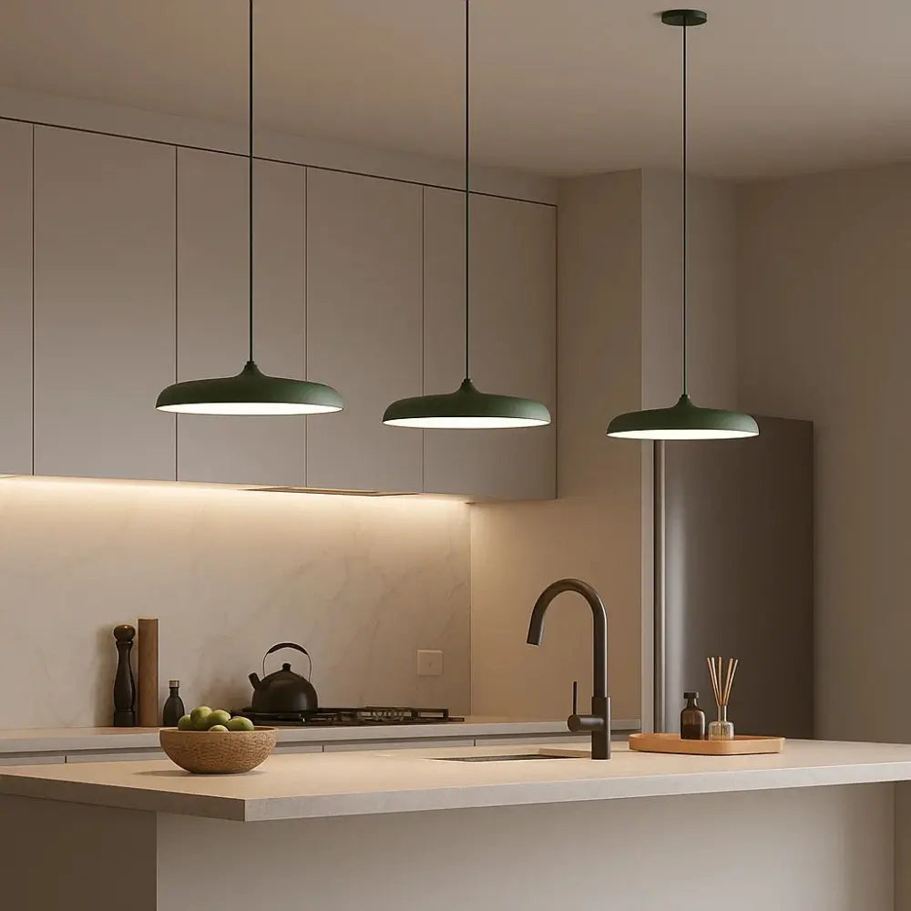 Wynna industrial pendant light, metal dome, packshot | Wickleigh
