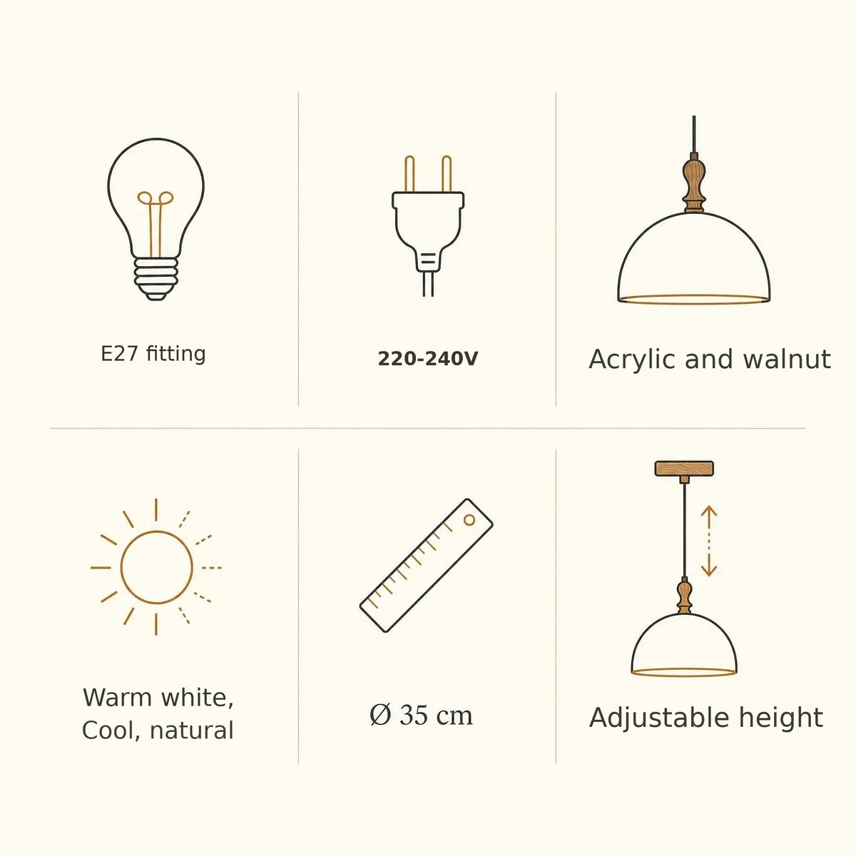 Vigin amber dome pendant light features