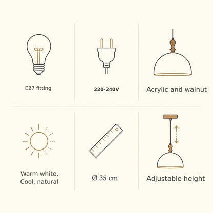 Vigin amber dome pendant light features