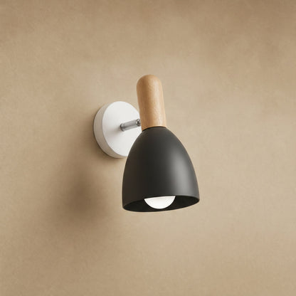 Milna Scandinavian wall light, matt anthracite grey shade and light wood | Wickleigh