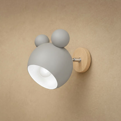 Berrin soft grey wall light, matt lacquered globe and light wood plate | Wickleigh