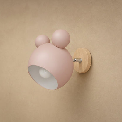 Berrin powder pink wall light, matt lacquered globe and light wood plate | Wickleigh