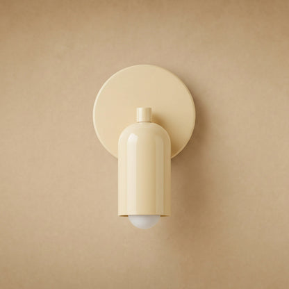 Cadren cream wall light, round plate and lacquered dome | Wickleigh