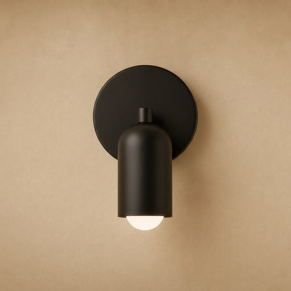 Cadren matt black wall light, round plate and lacquered dome | Wickleigh