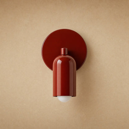Cadren brick red hallway wall light, round plate and lacquered dome | Wickleigh