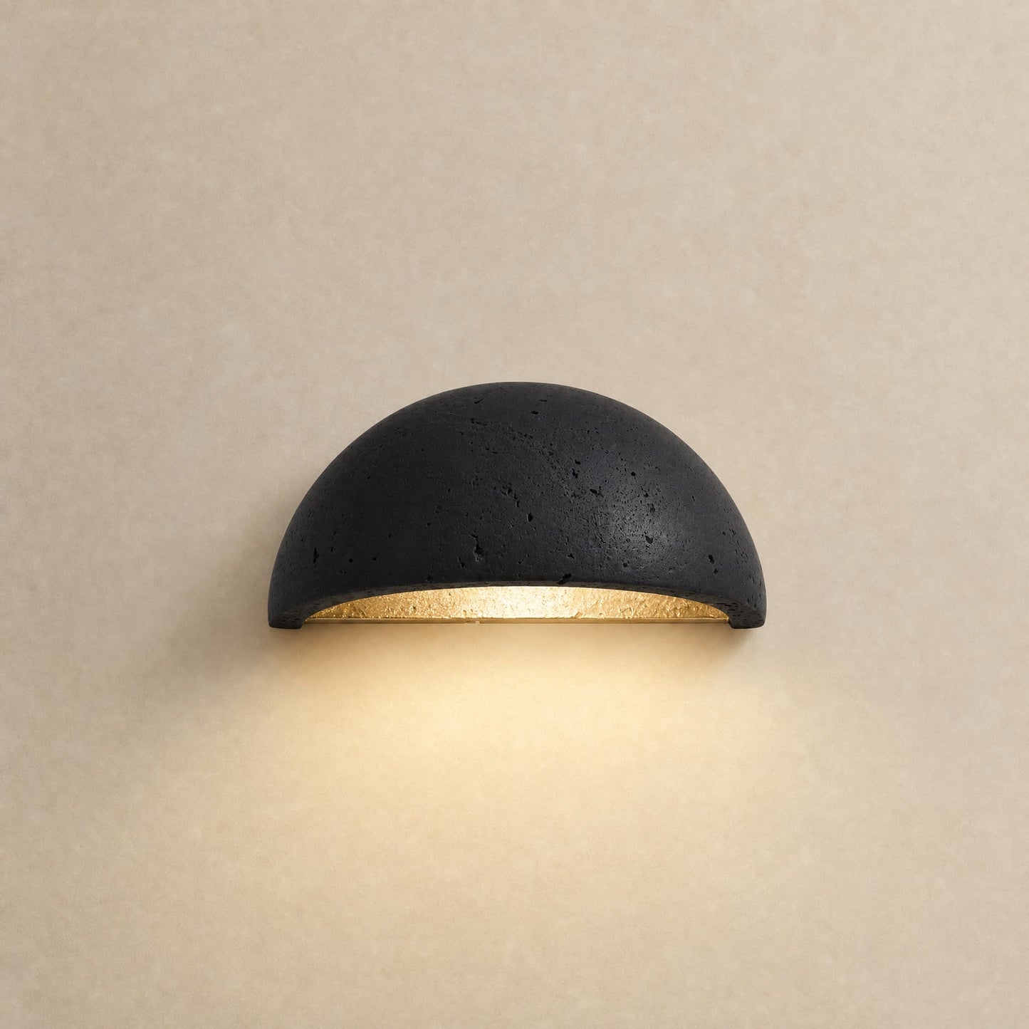 Calvra wall light in the Black Gold finish with gilded interior, packshot | Wickleigh