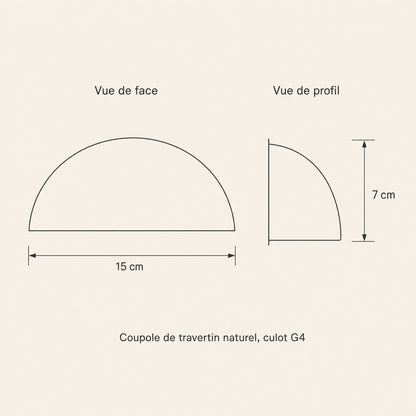 Dimensioned diagram of the Calvra wall light, 15 cm wide and 7 cm high | Wickleigh