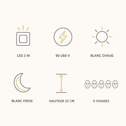 Specification sheet for the Faelin wall light, 3W LED, 90-260V, height 22 cm | Wickleigh
