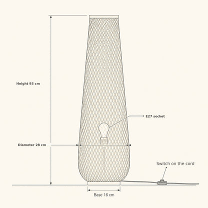 Eirin bamboo floor lamp size guide