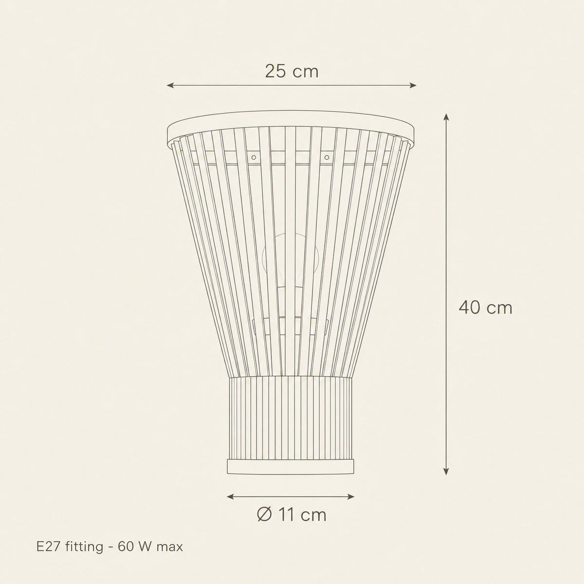 Edlin bamboo wall light size guide