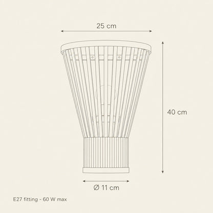 Edlin bamboo wall light size guide