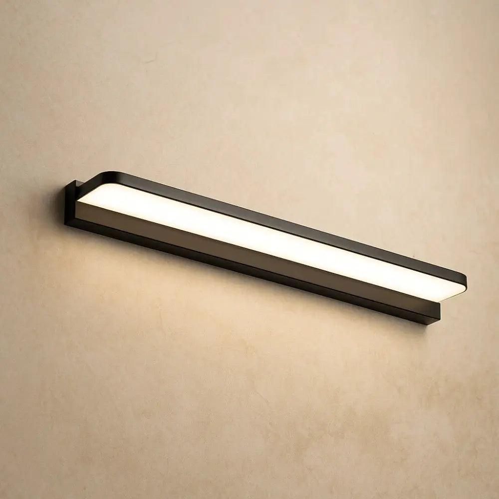Ennin bathroom wall light, cool white, black finish, 112cm 24W | Wickleigh