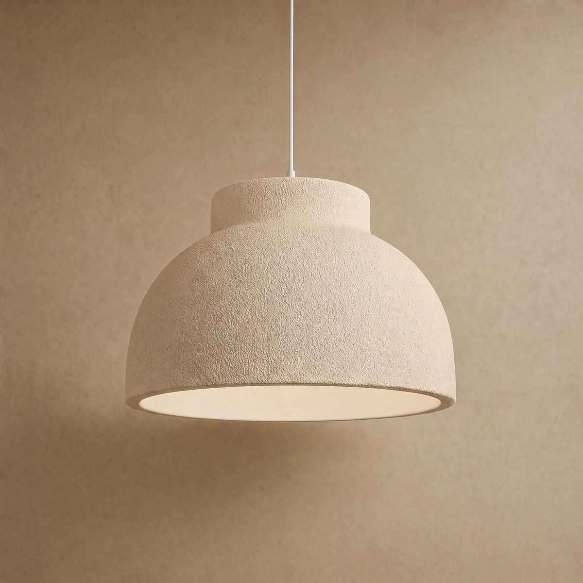 Velra wabi-sabi bedroom chandelier in cream, hand-sculpted textured dome | Wickleigh
