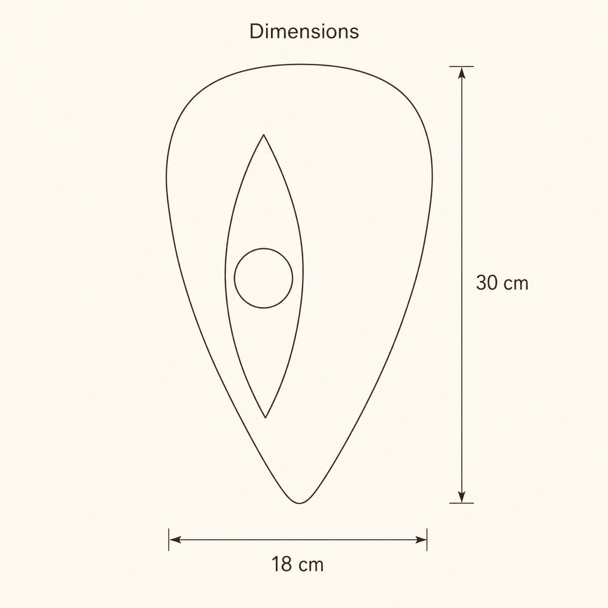 Dimension diagram of the Savlin bedside wall light, 30 cm high by 18 cm wide | Wickleigh