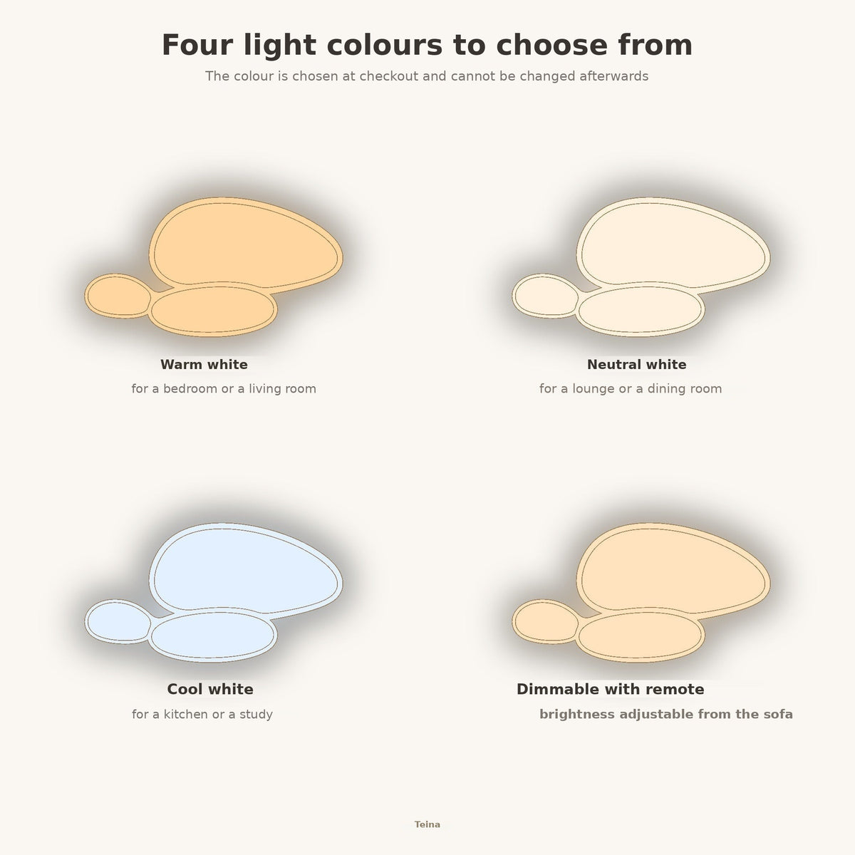Teina flush ceiling light colour options