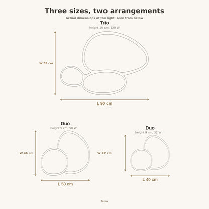 Teina flush ceiling light size guide