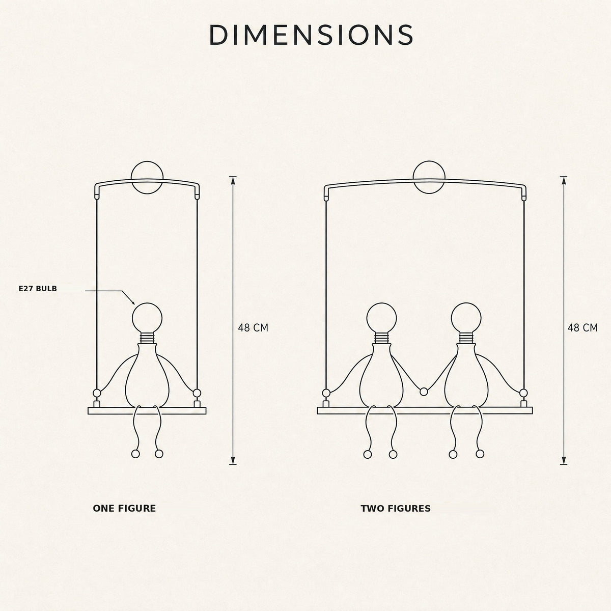 Jyllen swing figure wall light size guide