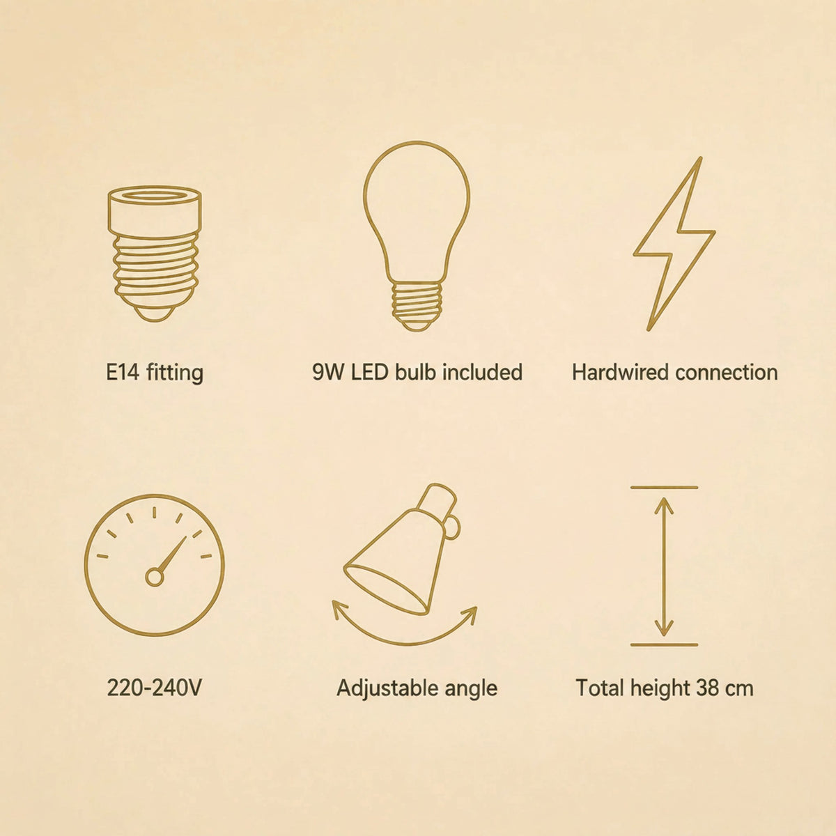 Eilin brass wall light features