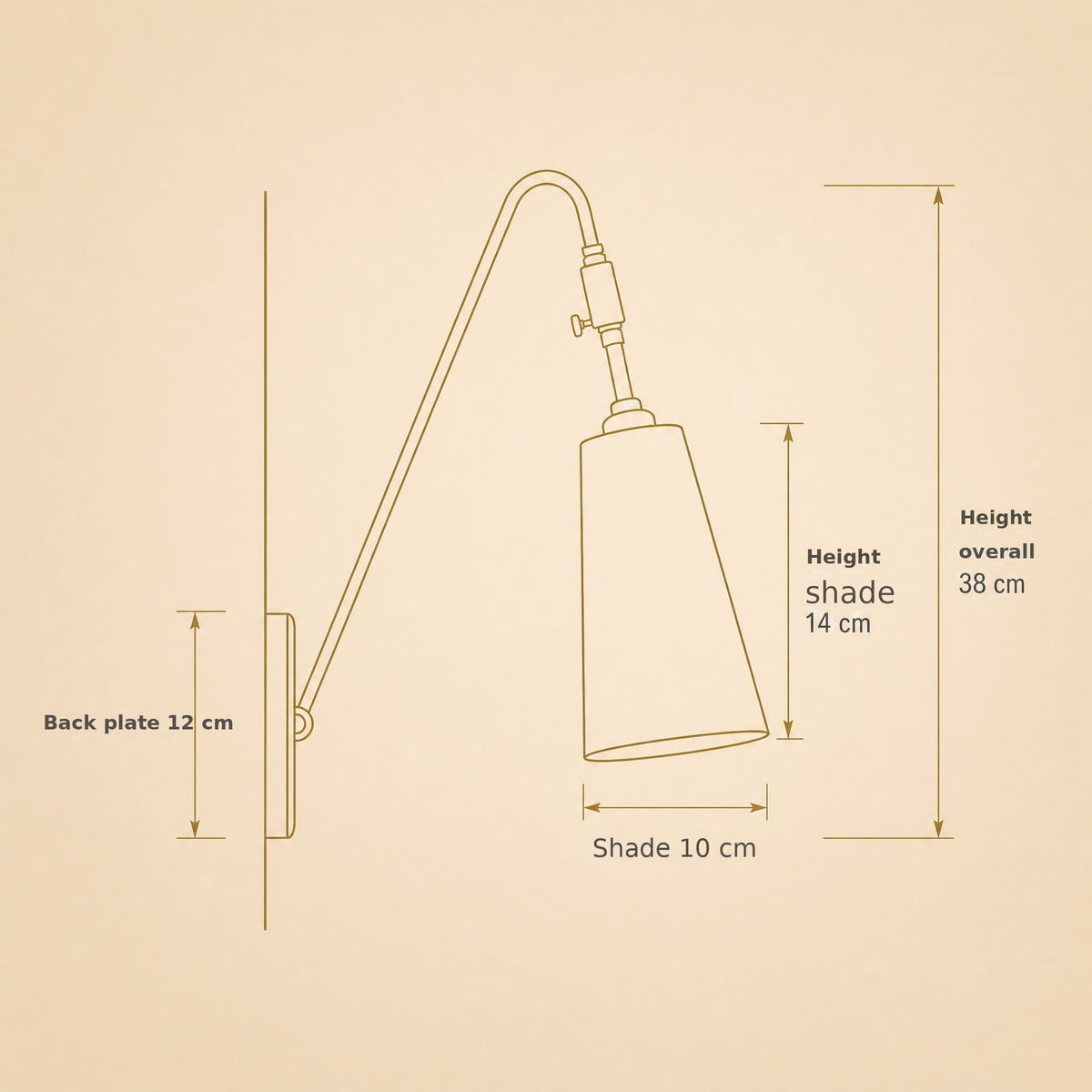 Eilin brass wall light size guide