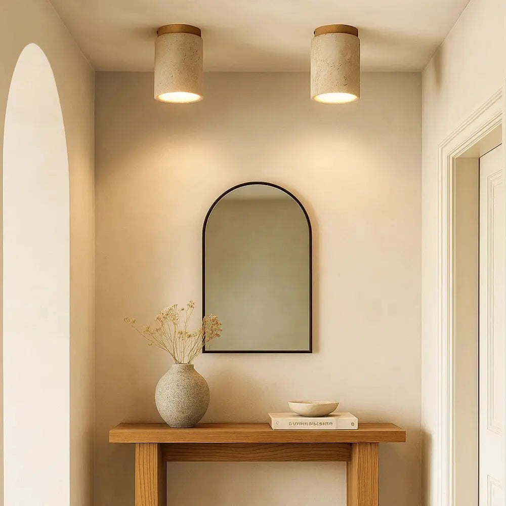 Idara travertine wall light, packshot | Wickleigh