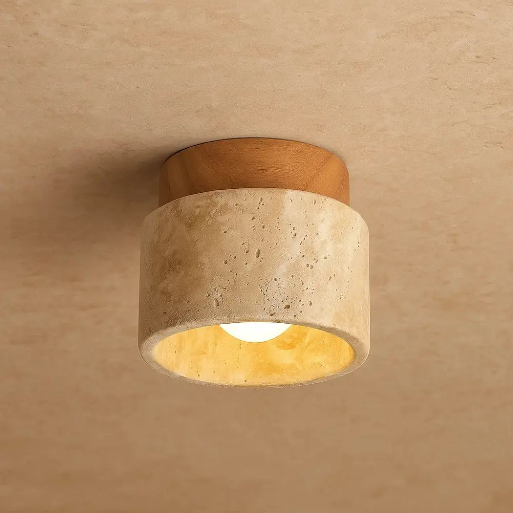 Idara travertine wall light, Short, Wood, packshot | Wickleigh