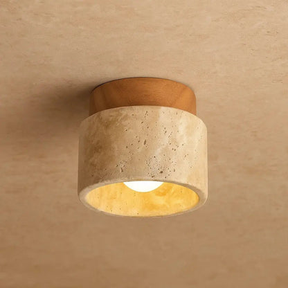 Idara travertine wall light, Short, Wood, packshot | Wickleigh