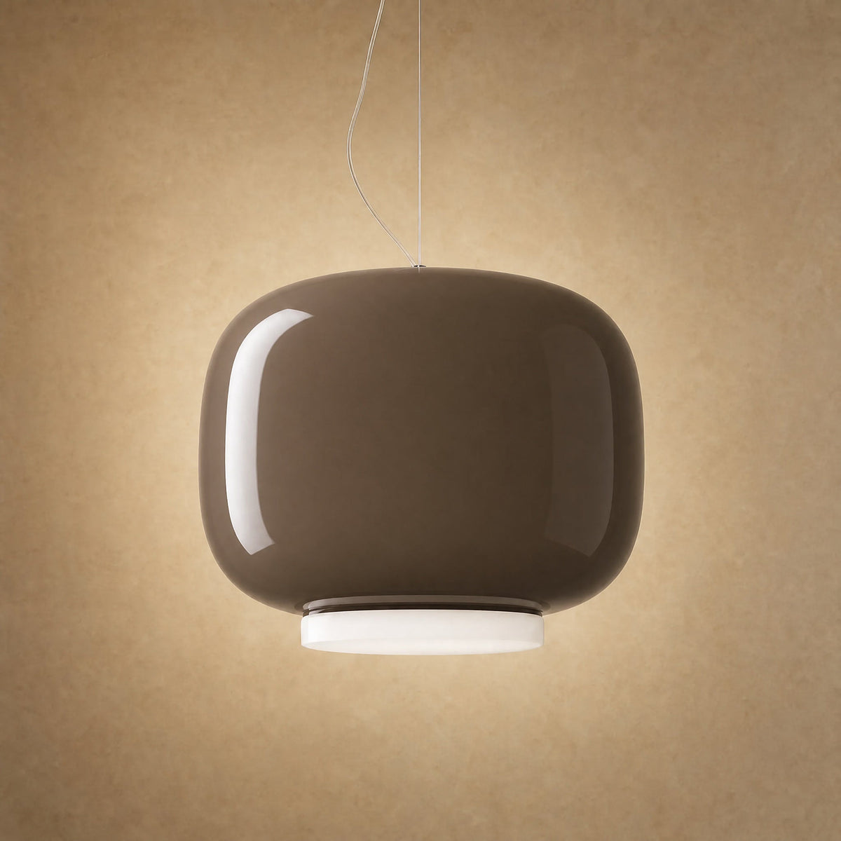 Ulvin pendant light in moka coloured glass, Ø 30 cm, opaline diffuser | Wickleigh