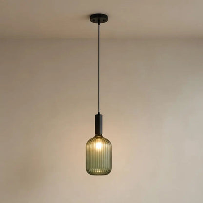 Tinna coloured glass pendant light, retro wave shade, packshot | Wickleigh
