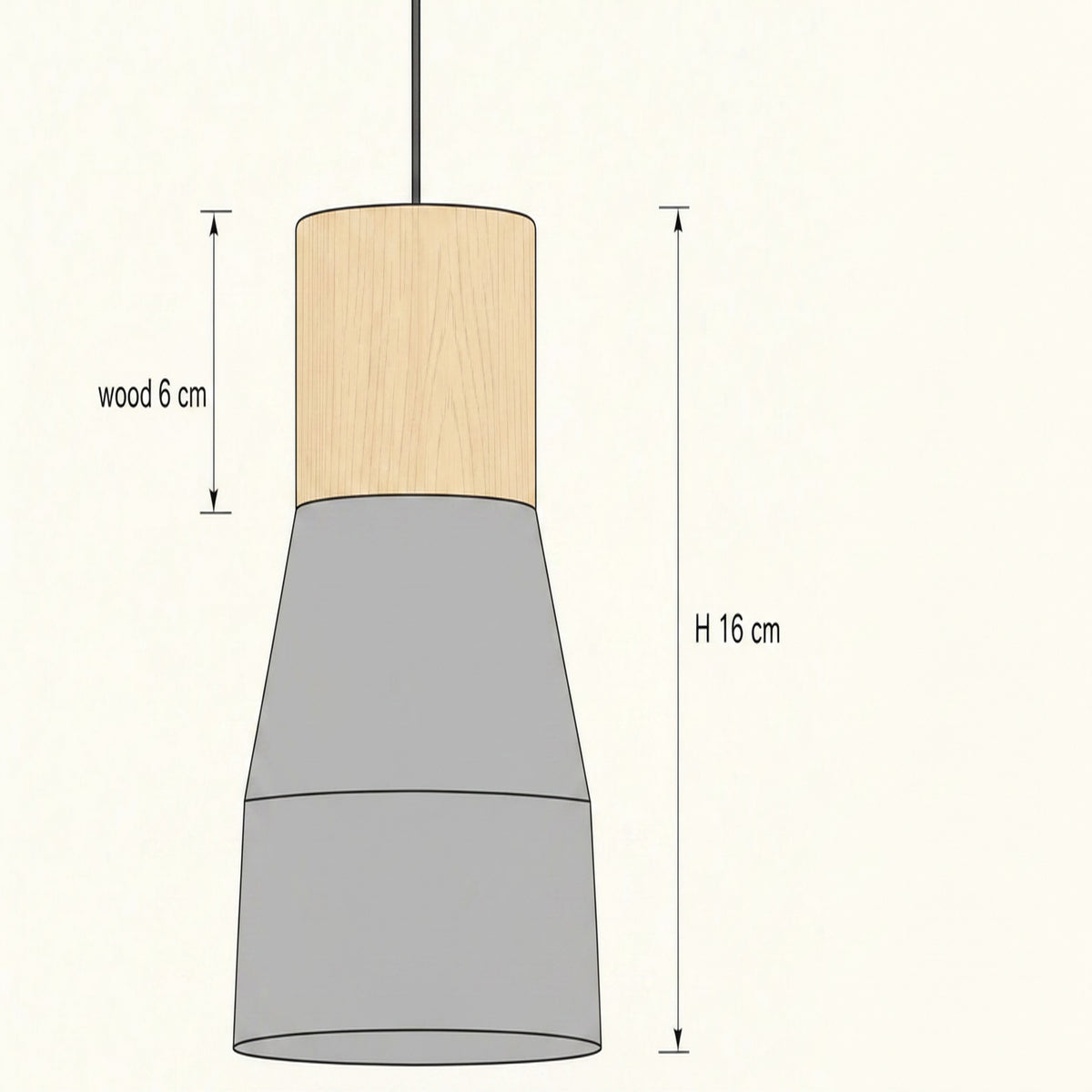 Asena concrete pendant light size guide