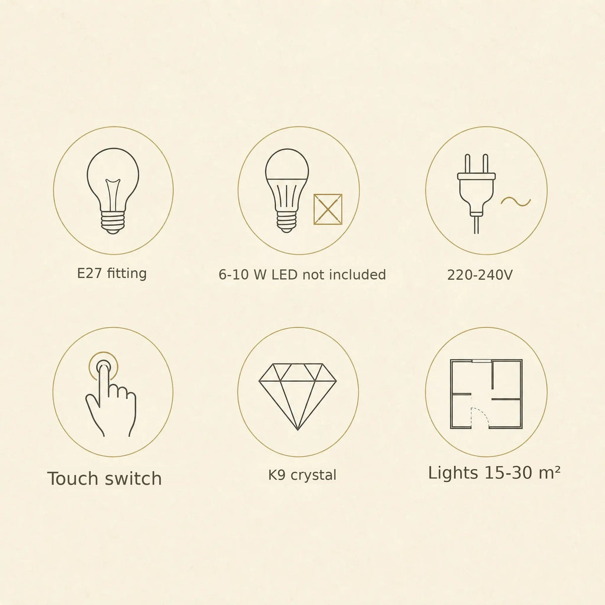 Malna crystal bedside lamp features