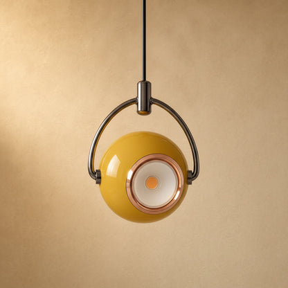 Broin yellow pendant light, swivelling lacquered globe | Wickleigh