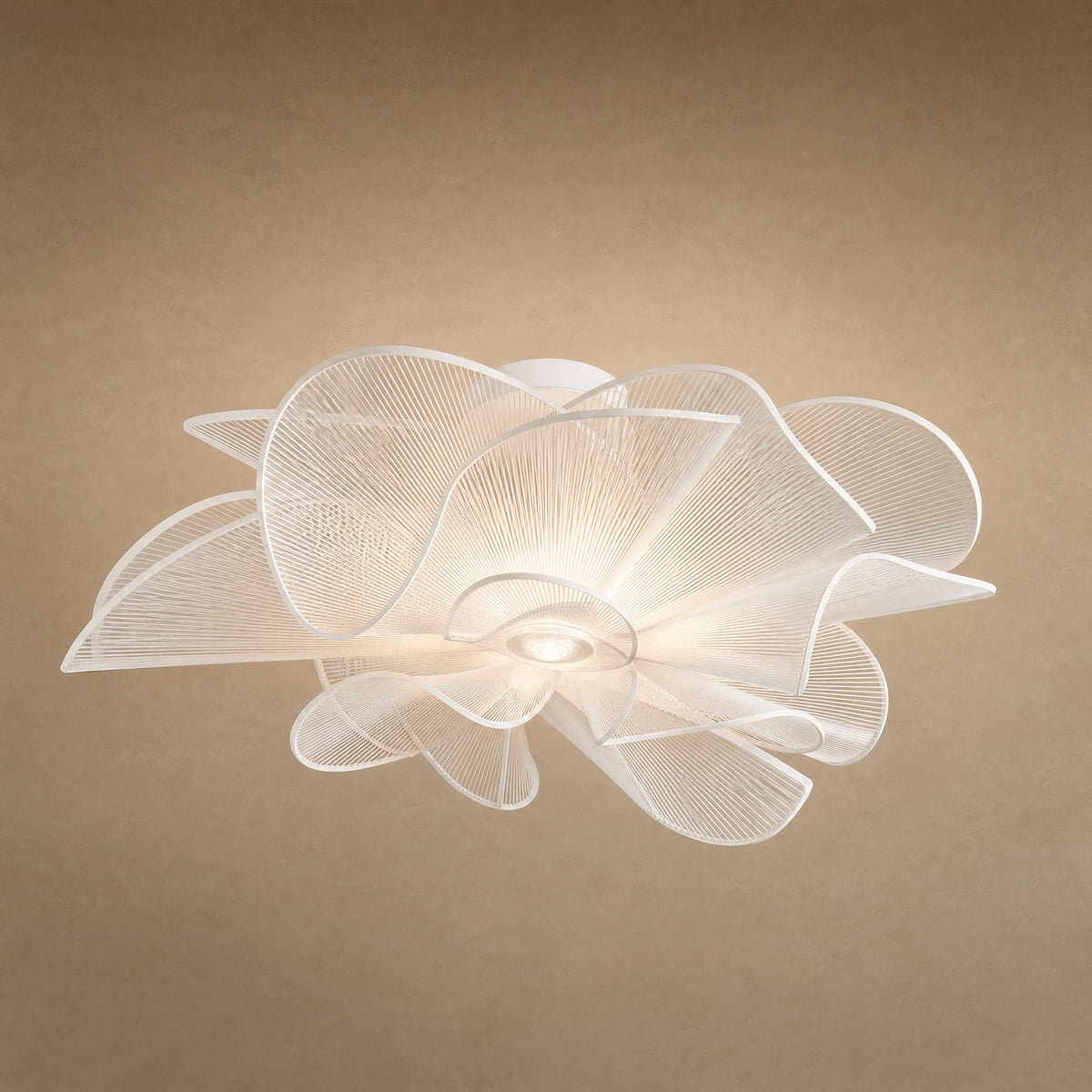 Eswen white flower ceiling light, pierced PVC petal corolla, Ø72 cm | Wickleigh
