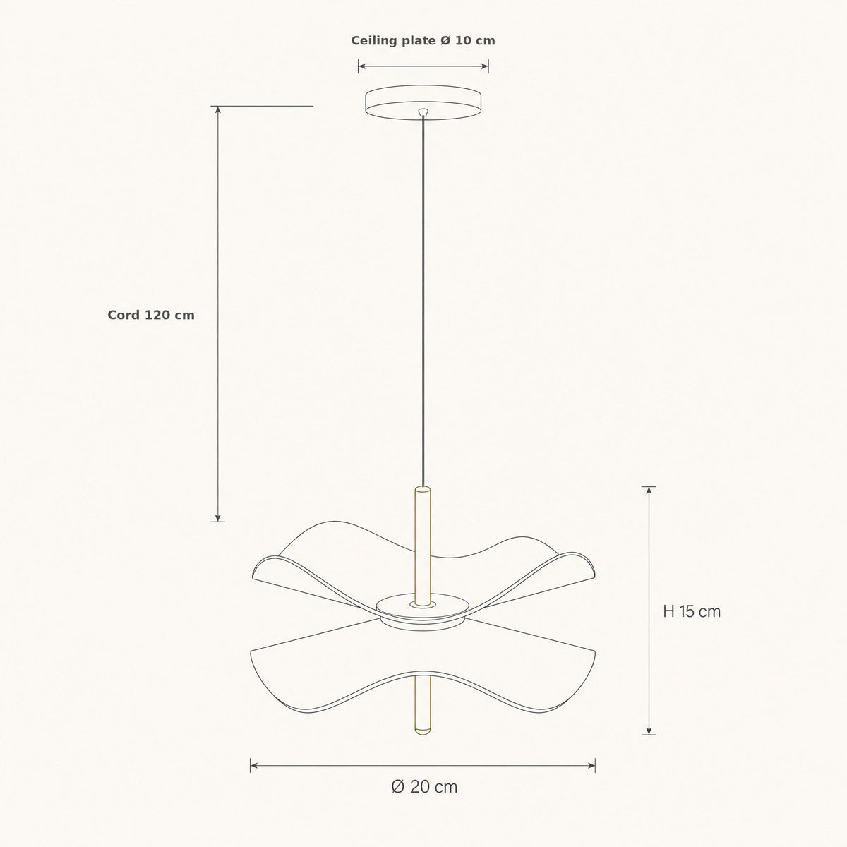 Orina waterlily pendant light size guide
