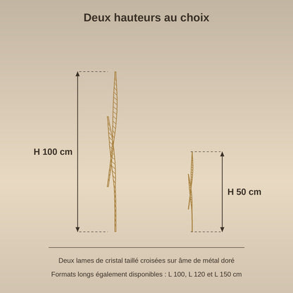 Dimension diagram of the Frena crystal wall light, heights 50 and 100 cm | Wickleigh