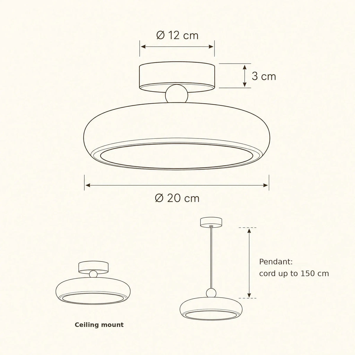 Aswyn hallway ceiling light size guide