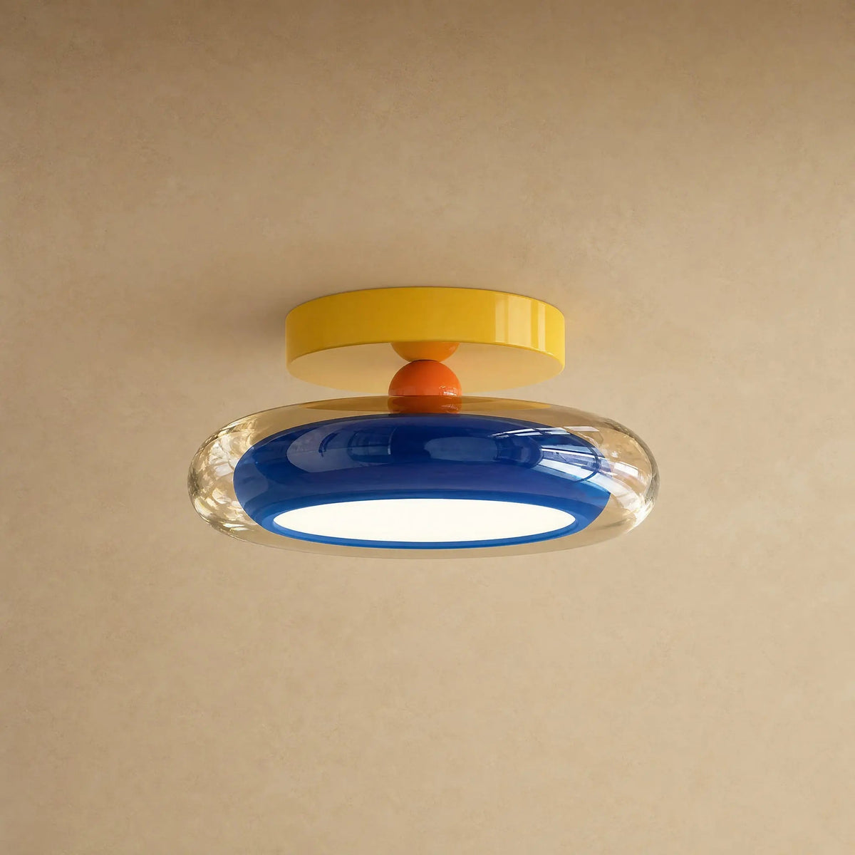 Aswyn hallway ceiling light in cobalt blue glass, glowing pebble | Wickleigh
