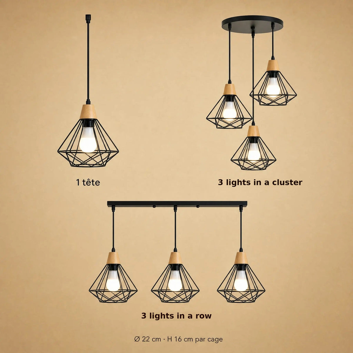 Fyrra industrial pendant light layout options