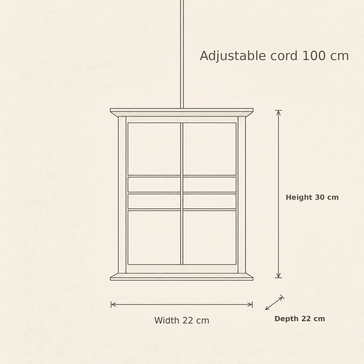 Norla pine wood lantern pendant light size guide